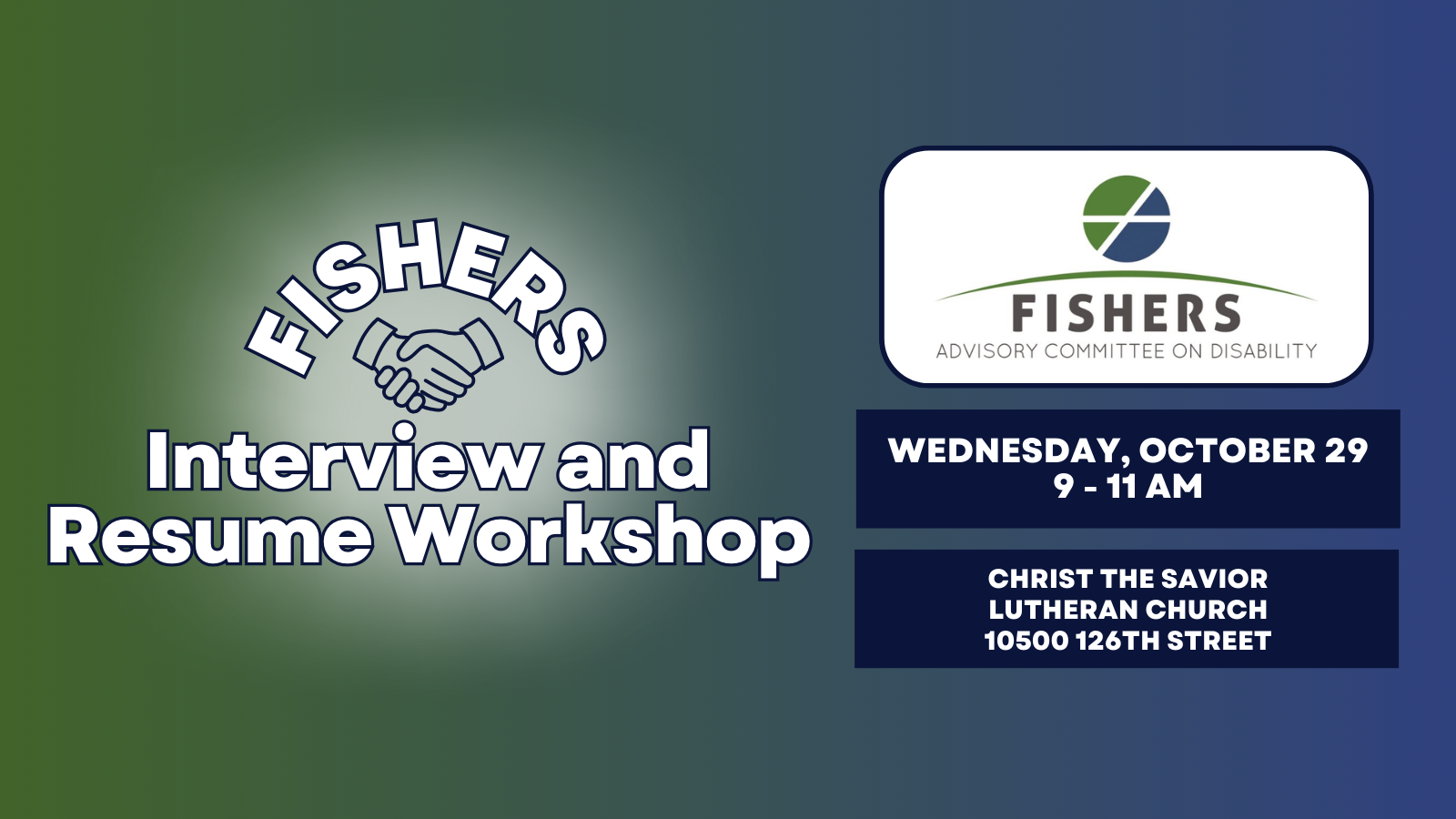 interview and resume workshop with disability commitee logo