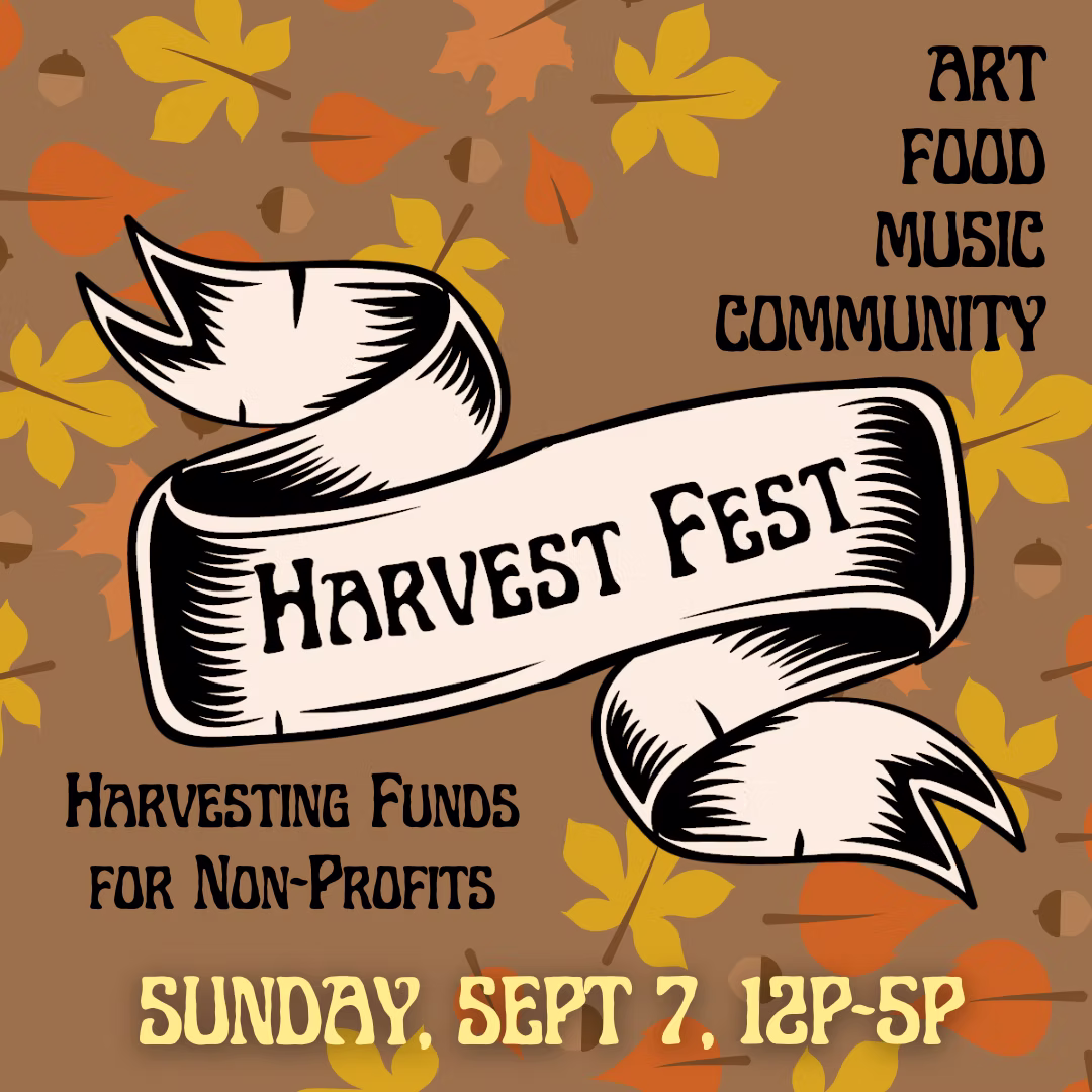 harvest fest logo with fall leaves