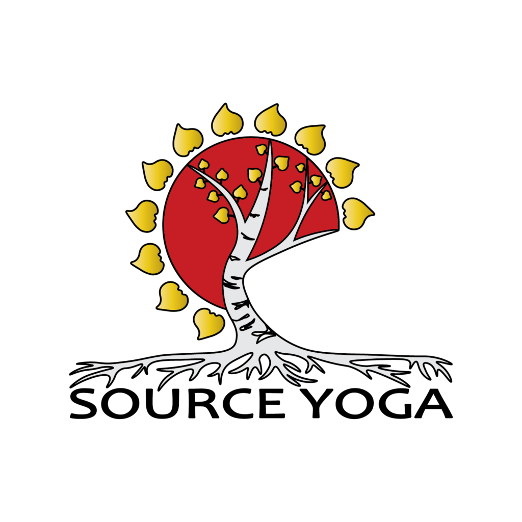 Source Yoga logo: a white birch trunk with a red circular canopy and yellow leaves, rooted above the text 'SOURCE YOGA'.
